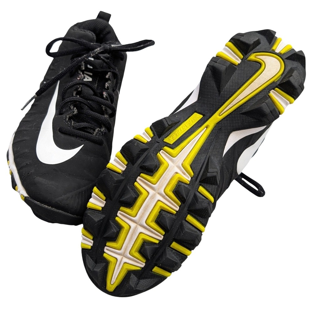 Nike Alpha Menace Shark Football Cleats Black White Yellow 5Y Youth Athletic
